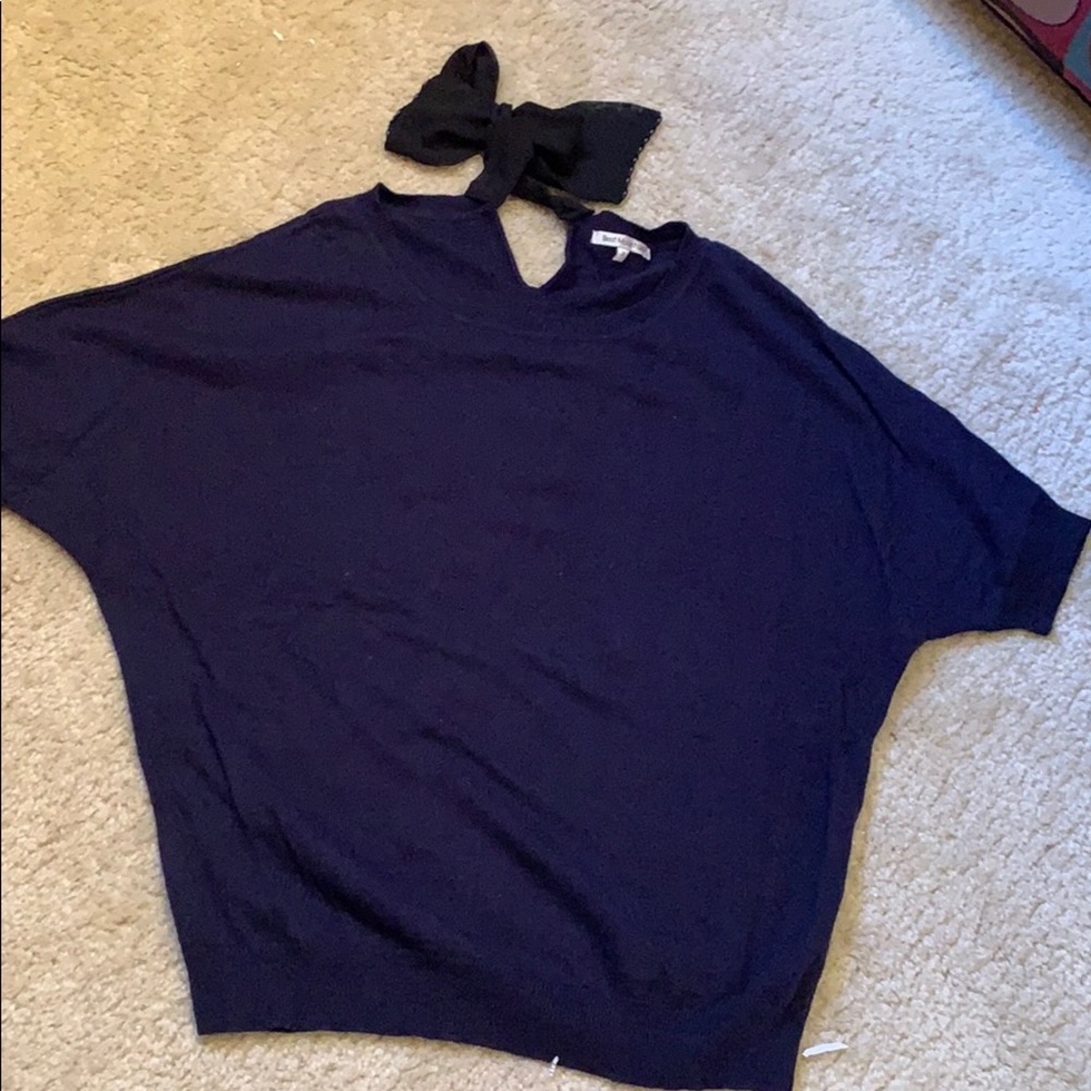 Best Mountain Navy Sweater with bow on the back